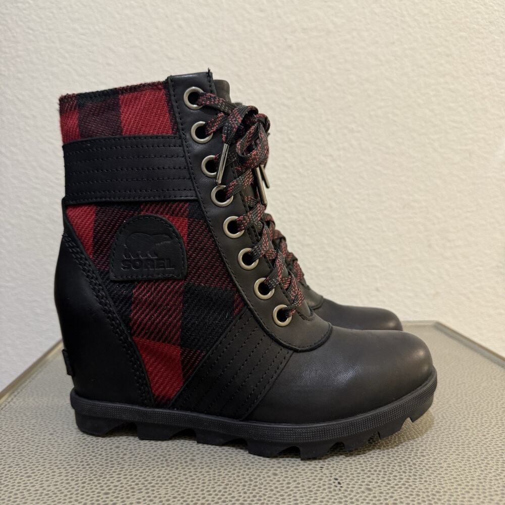 Sorel Lexie Wedge Boots - Women's, TARTAN Black 1877151010 size 6